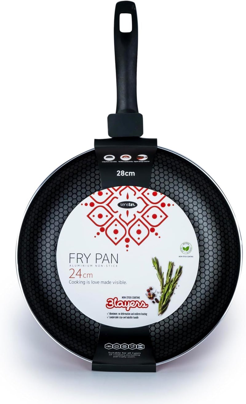 SENSTAN Flame Design Fry Pan | Non-Stick Frying Pan | 24x5.0CM Skillet | Flame-Patterned Sauté Pan | Premium Cooking Pan - Image 3